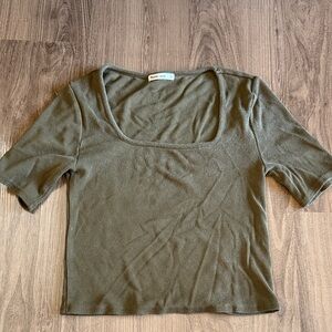 Marine Layer Lexie Square Neck Top Olive